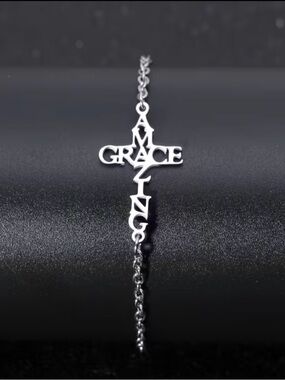 Grace Amazing Cross Nameplate Bracelet - Silver